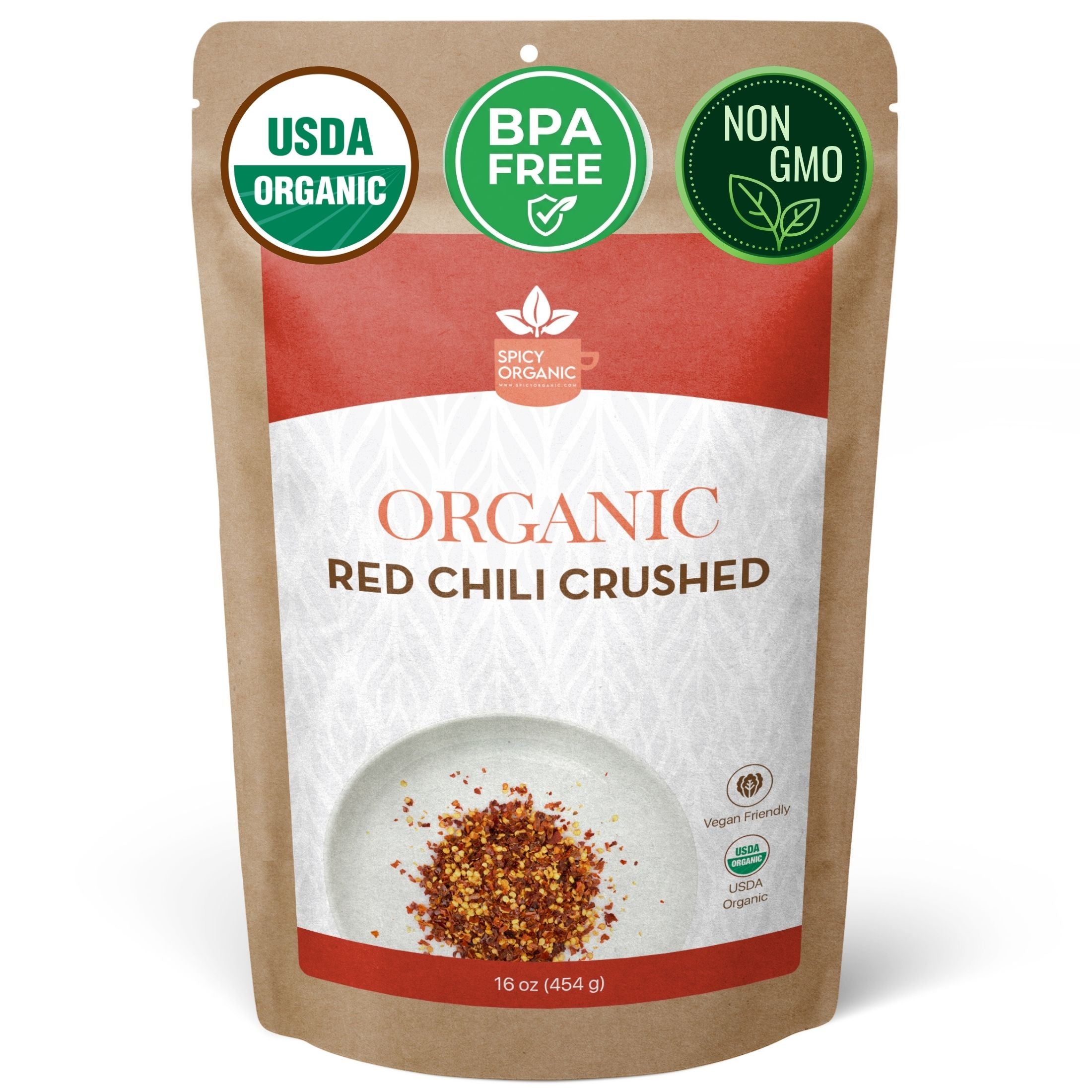 Organic Red Chili Flakes — USDA Certified, Non-GMO | Pizza, Curries & Spice Blends