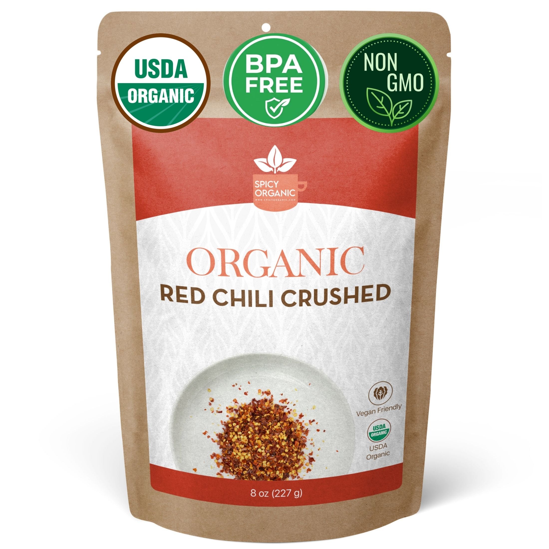 Organic Red Chili Flakes — USDA Certified, Non-GMO | Pizza, Curries & Spice Blends