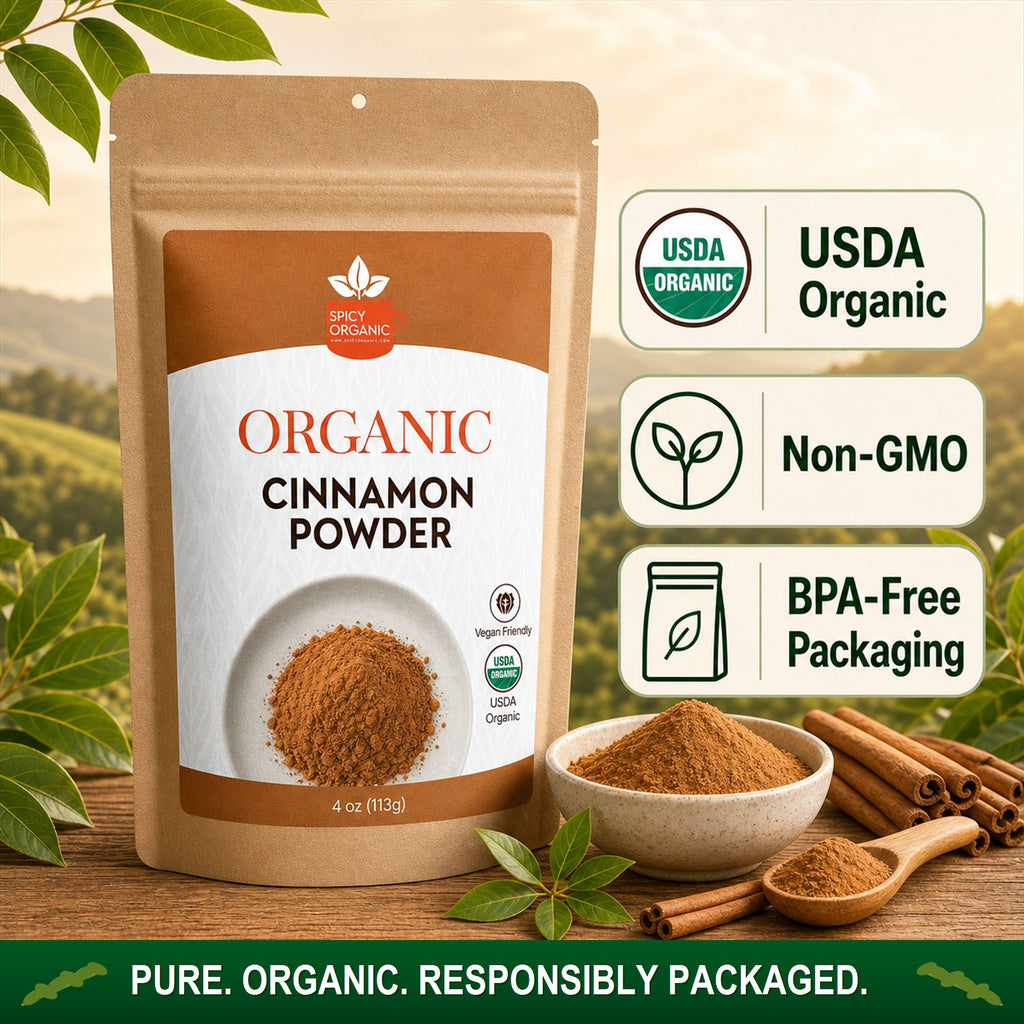 Organic Cassia Cinnamon Powder — USDA Certified, Non-GMO | Chai, Oatmeal & Spiced Baking
