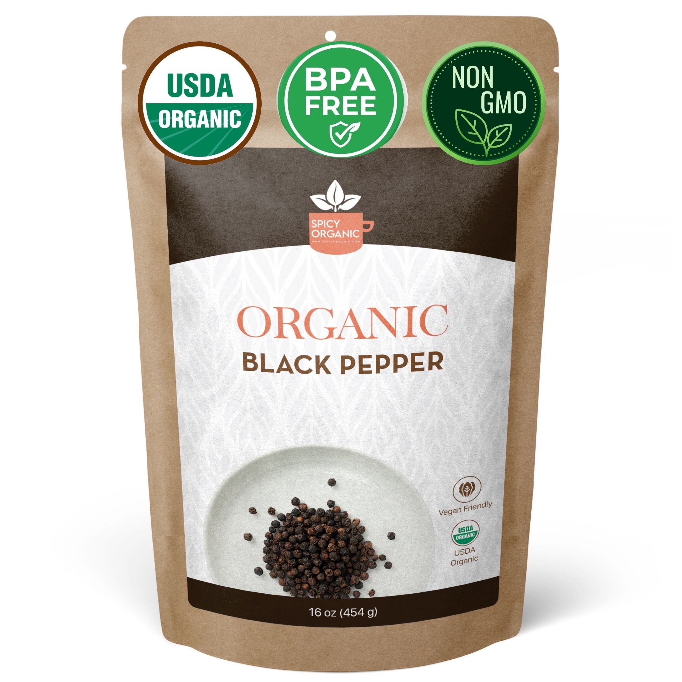 Organic Black Peppercorns — USDA Certified, Non-GMO | Grinding, Marinades & Spice Blends