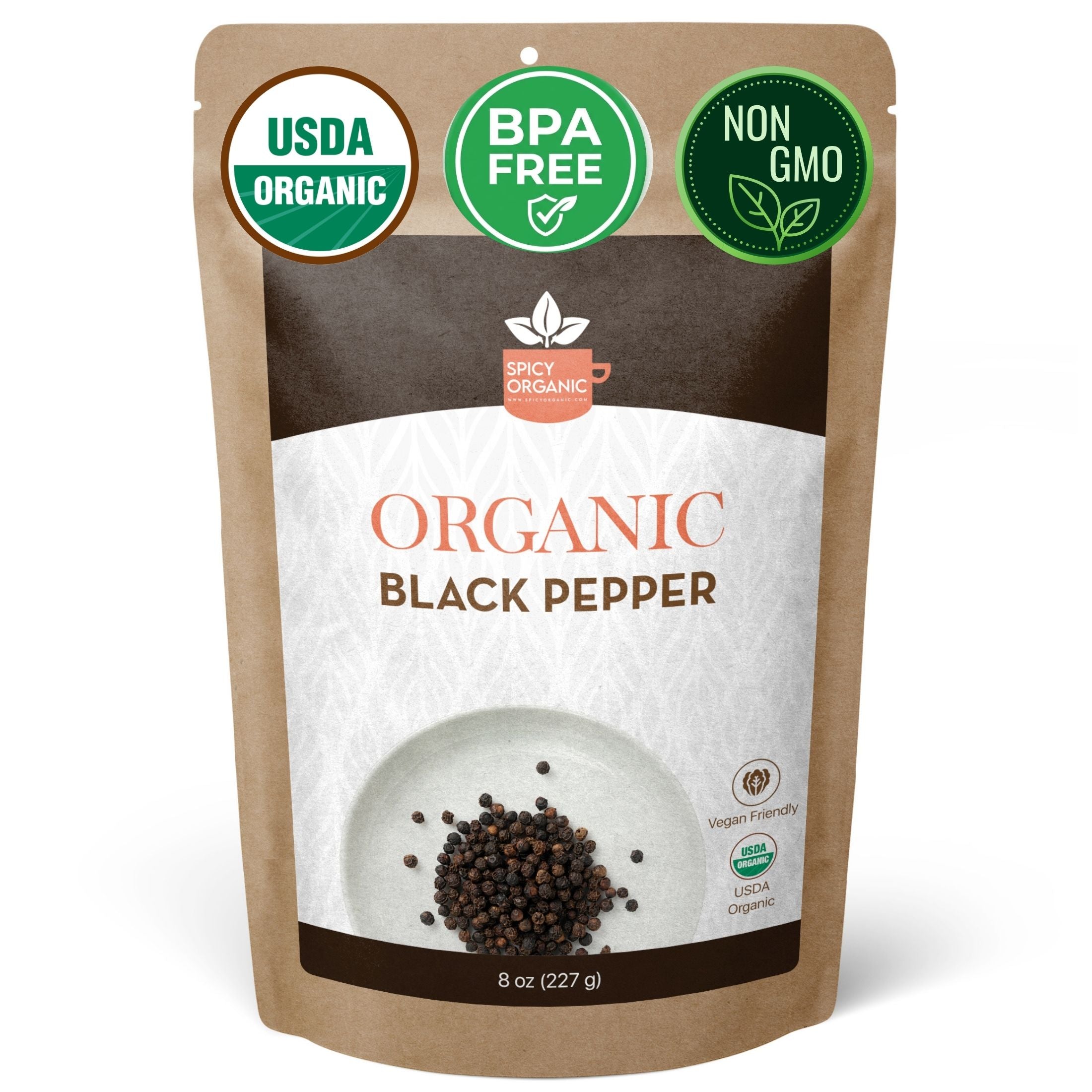 Organic Black Peppercorns — USDA Certified, Non-GMO | Grinding, Marinades & Spice Blends