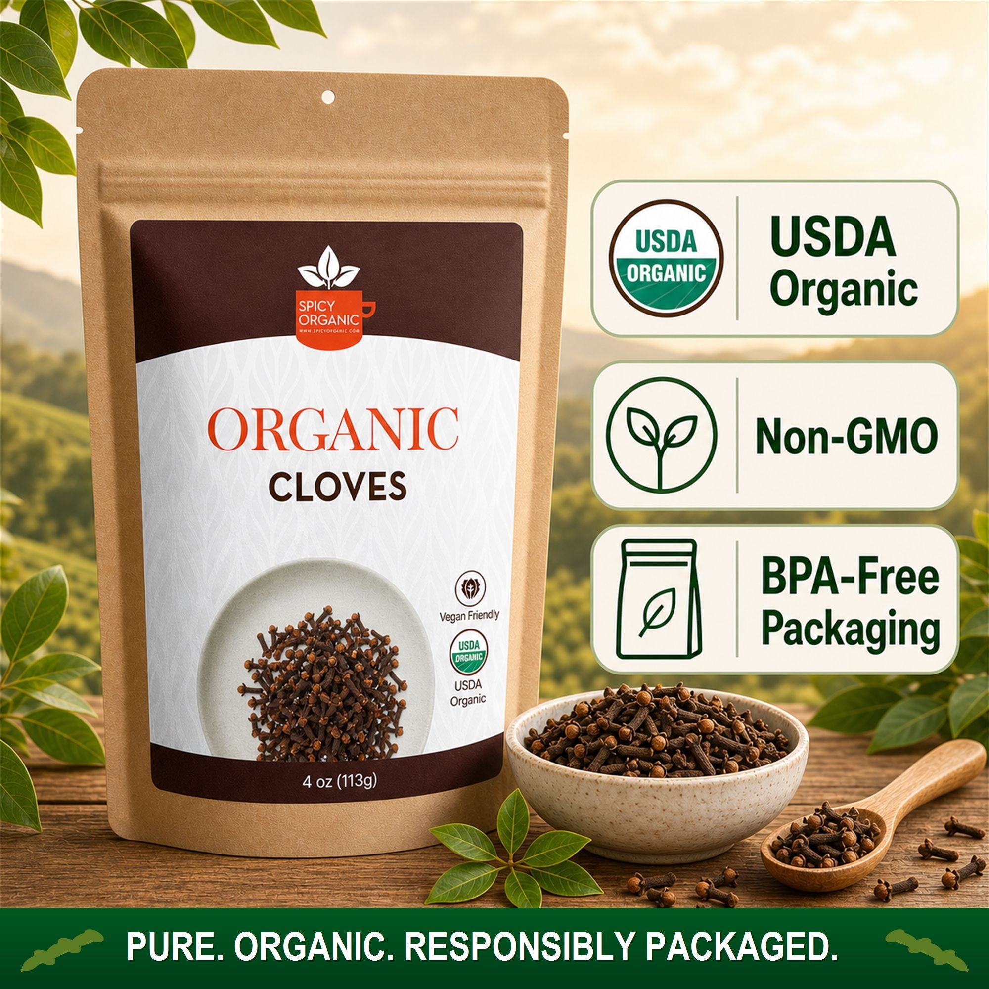 Organic Whole Cloves — USDA Certified, Non-GMO | Mulled Wine, Biryani & Spiced Tea