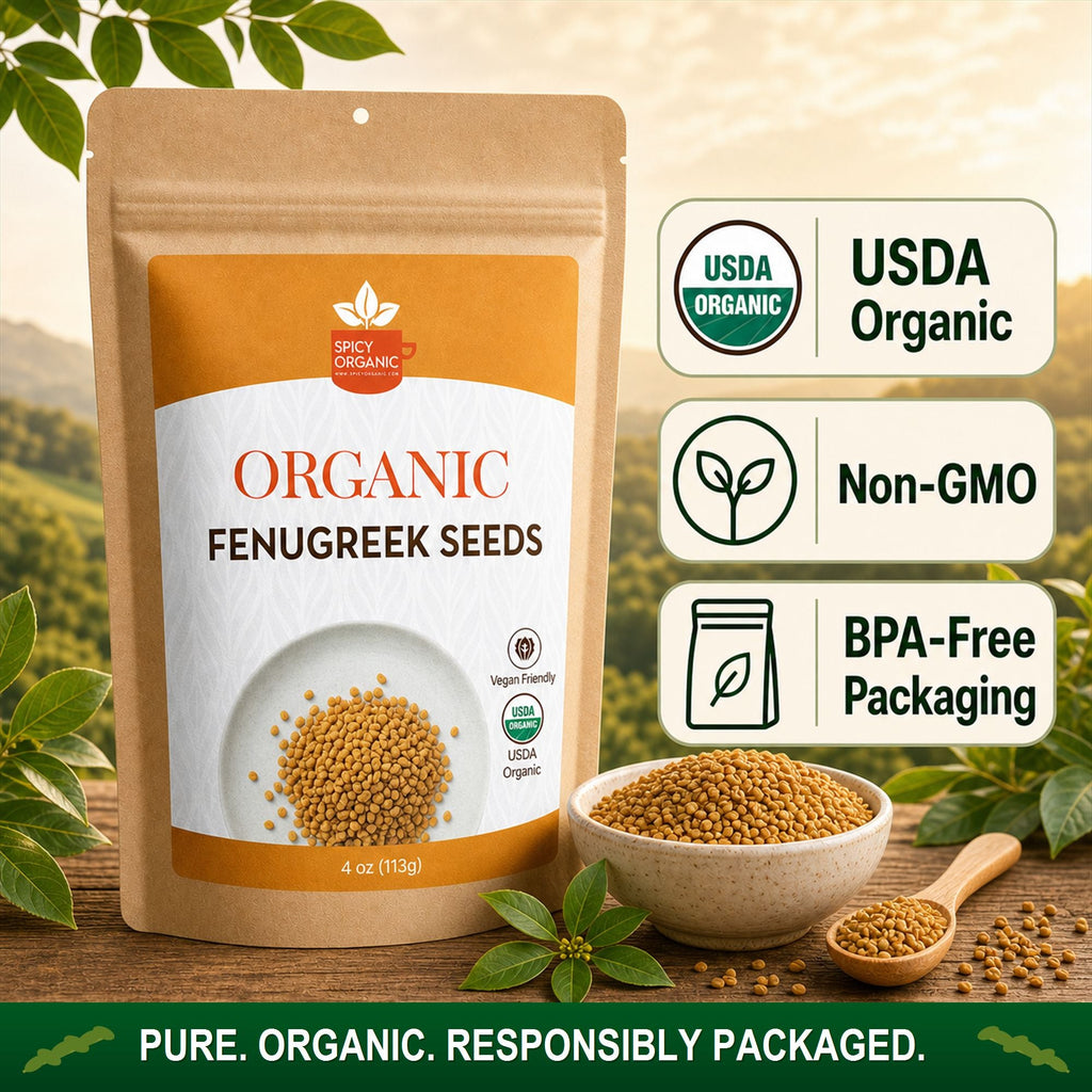 Organic Fenugreek Seeds (Whole Methi) – For Tempering, Pickling & Sprouting | USDA Certified Organic
