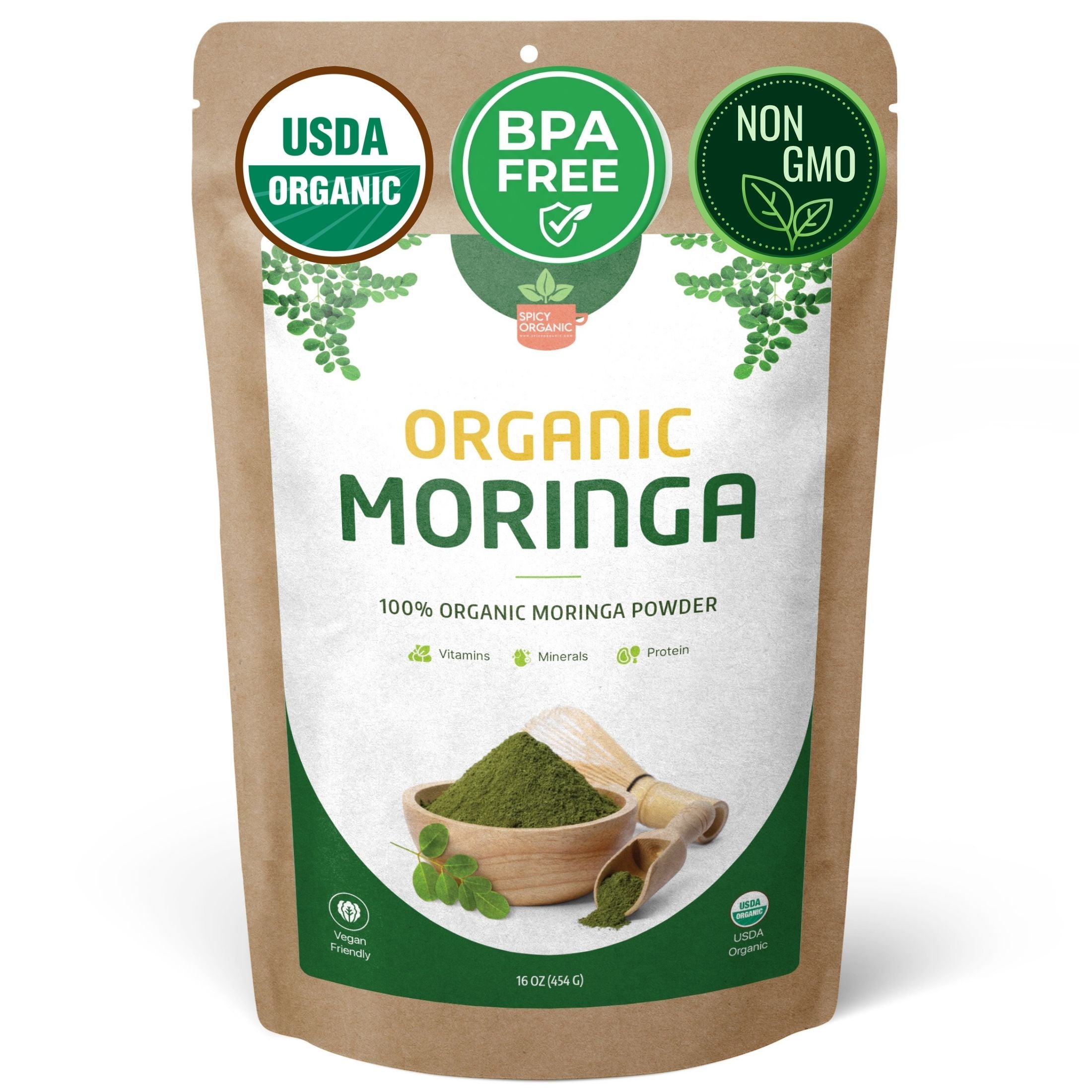 Organic Moringa Powder — USDA Certified | Smoothies, Golden Milk & Superfood Blends from India