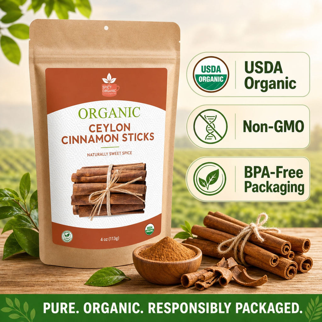 Organic Ceylon Cinnamon Sticks — USDA Certified | True Cinnamon Quills, Chai & Baking