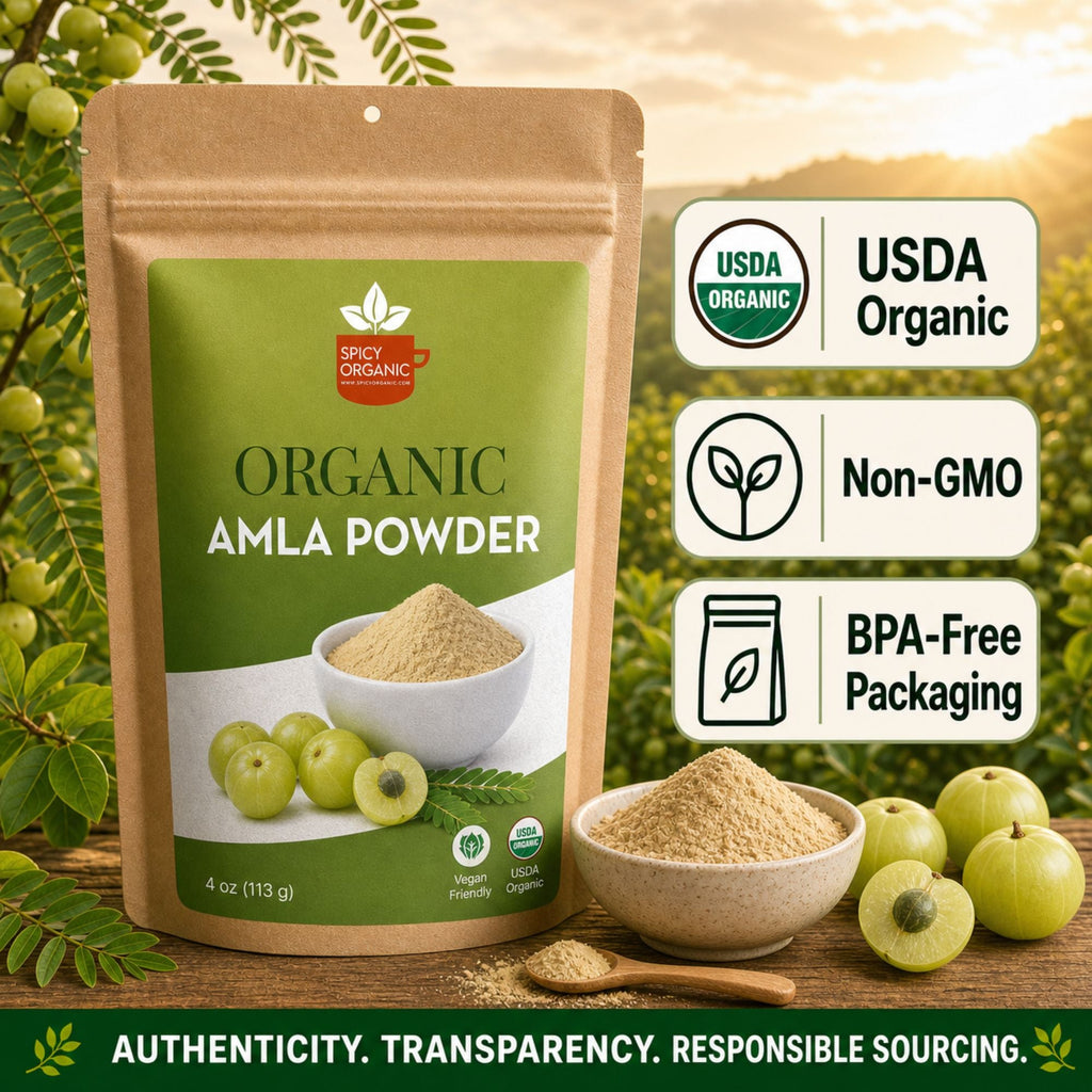Organic Amla Powder (Indian Gooseberry) – Sun-Dried & Heavy Metal Tested | USDA Certified Organic