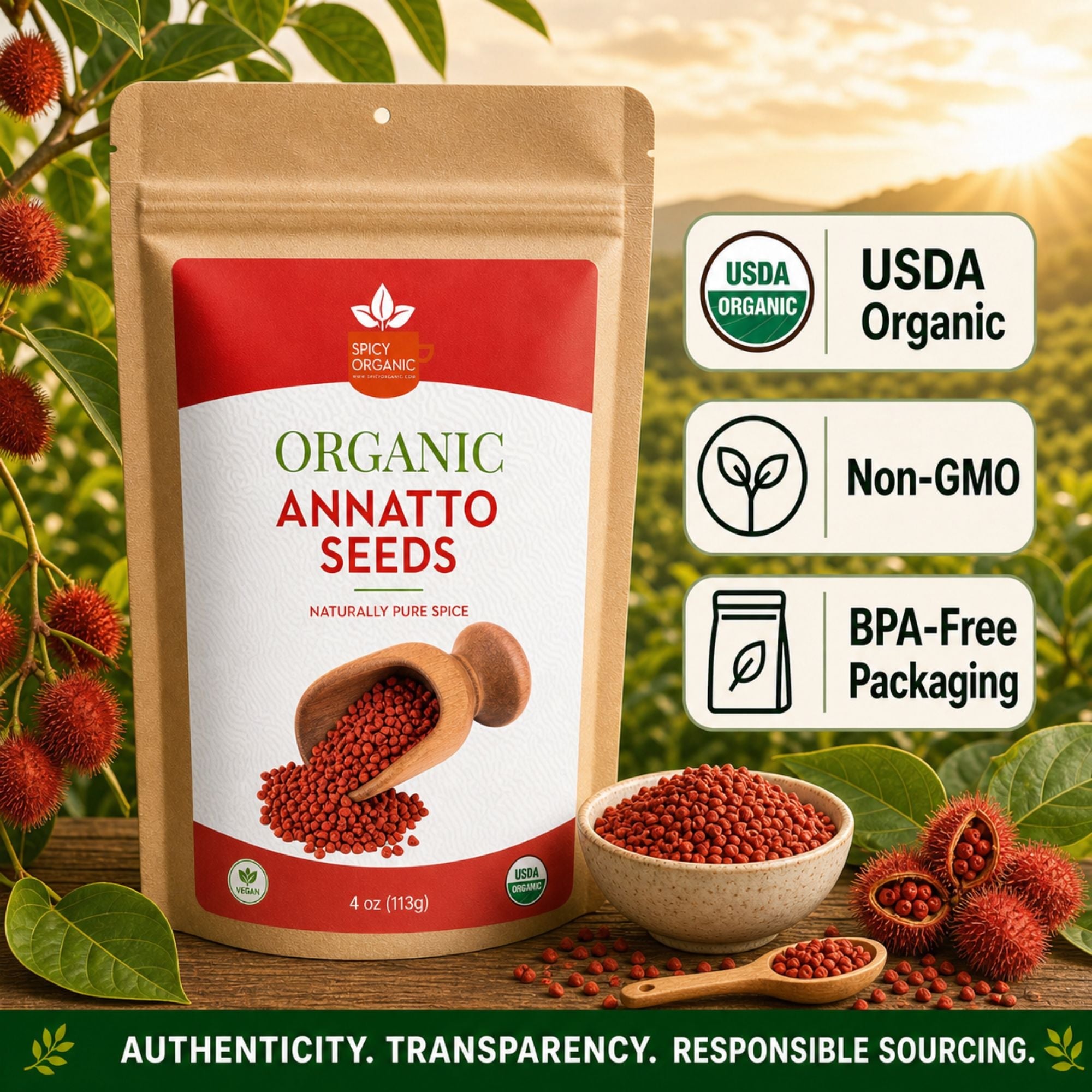 Organic Annatto Seeds — USDA Certified | Achiote Paste, Rice & Recado Rojo