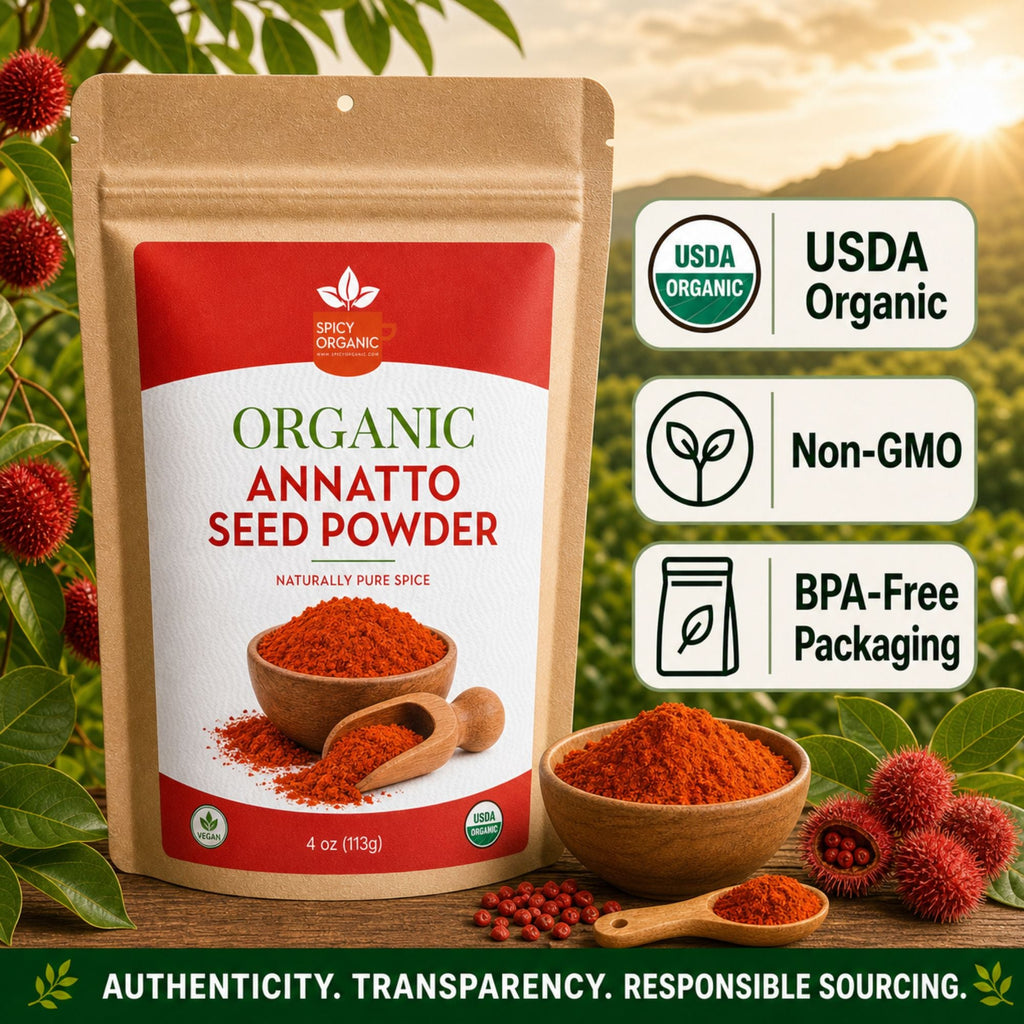Organic Annatto Powder — USDA Certified | Achiote, Rice Dishes & Latin Cooking