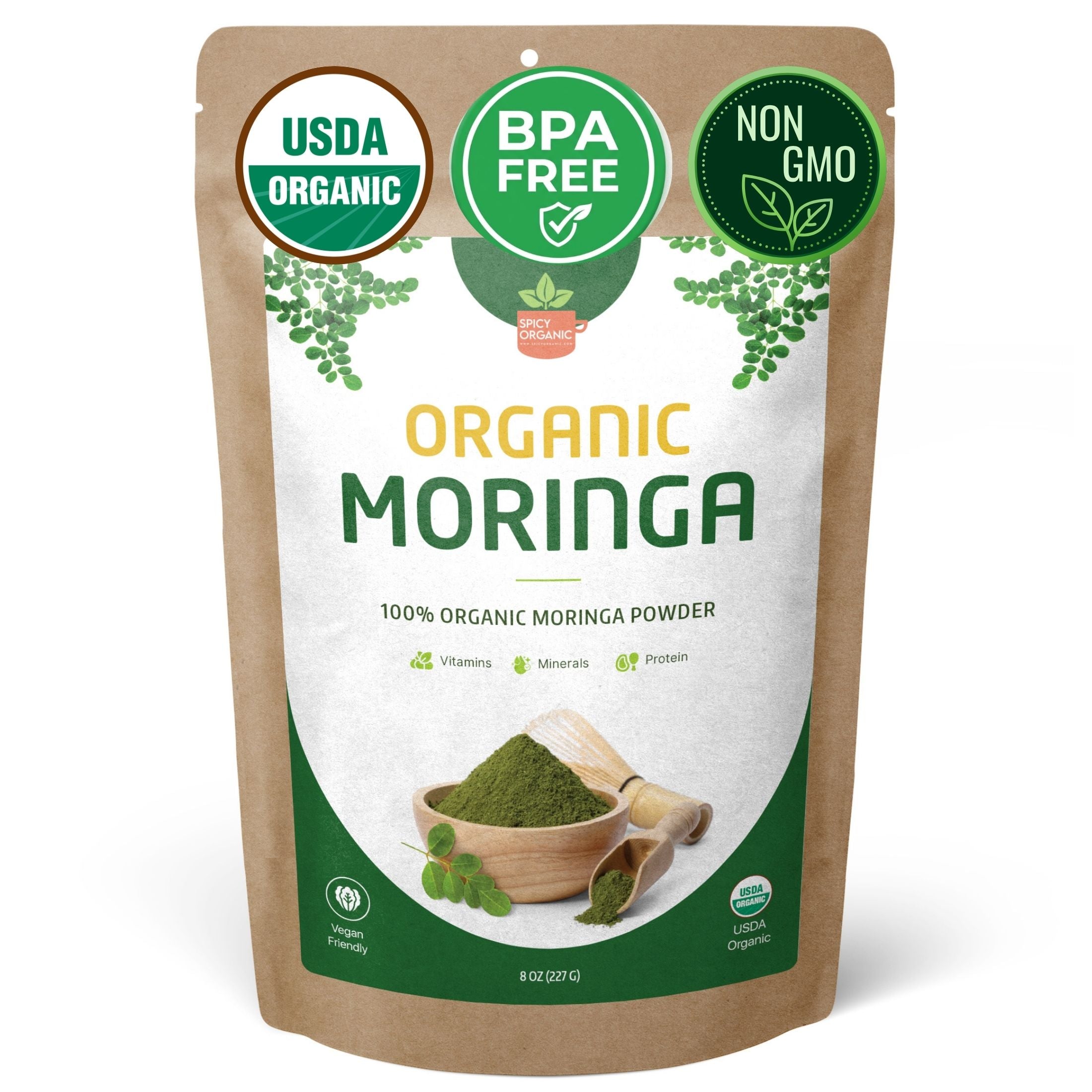 Organic Moringa Powder — USDA Certified | Smoothies, Golden Milk & Superfood Blends from India