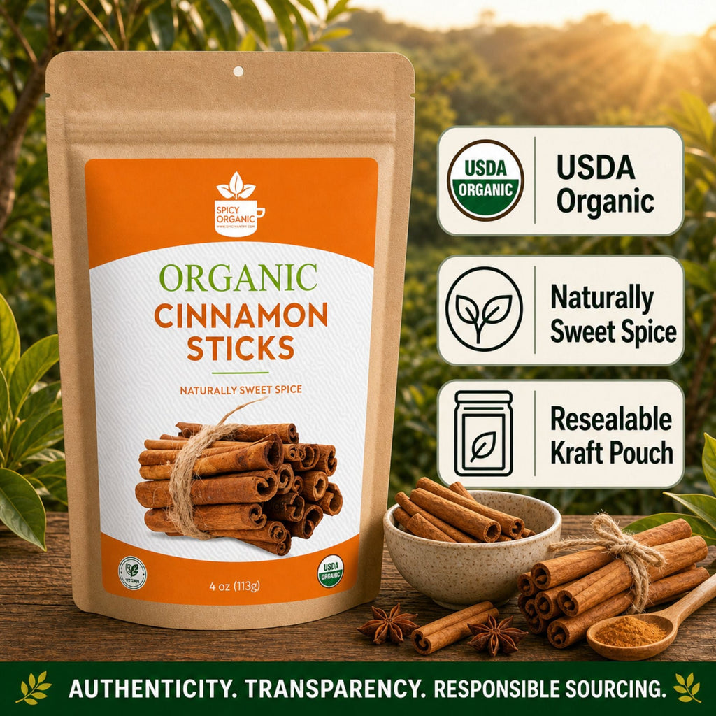 Organic Cassia Cinnamon Sticks — USDA Certified | Chai, Mulled Wine & Baking