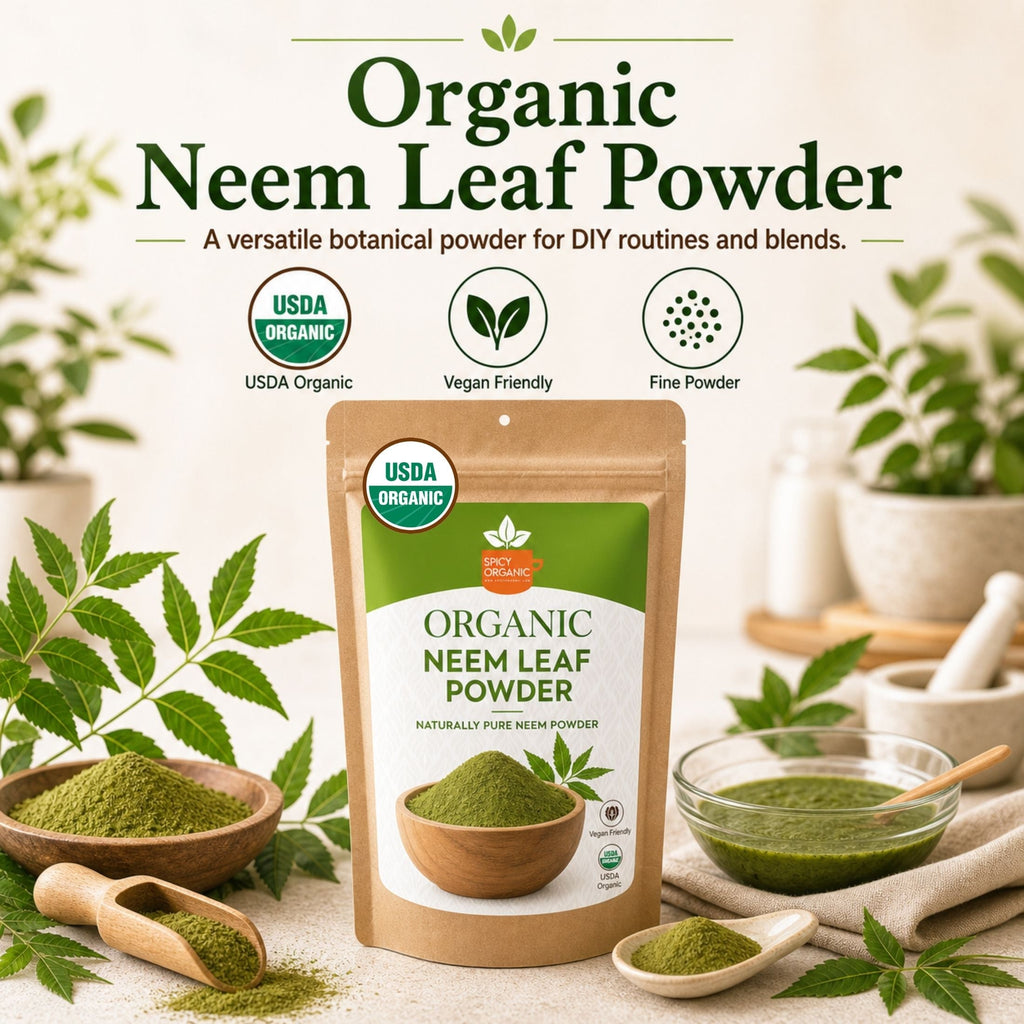 Organic Neem Powder – USDA Certified Neem Leaf Powder for Herbal Tea & DIY Skincare