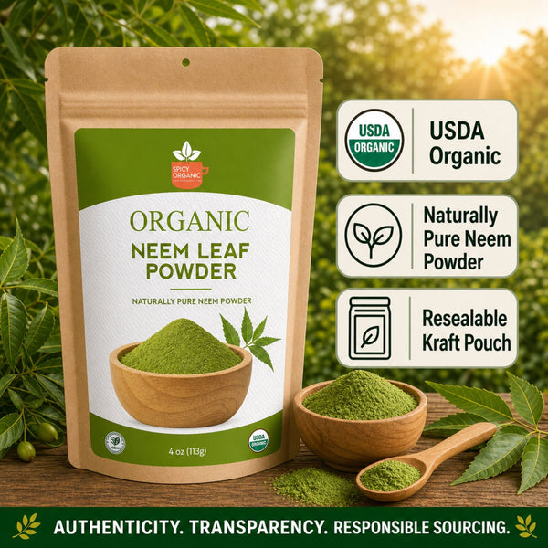 Organic Neem Powder – USDA Certified Neem Leaf Powder for Herbal Tea & DIY Skincare
