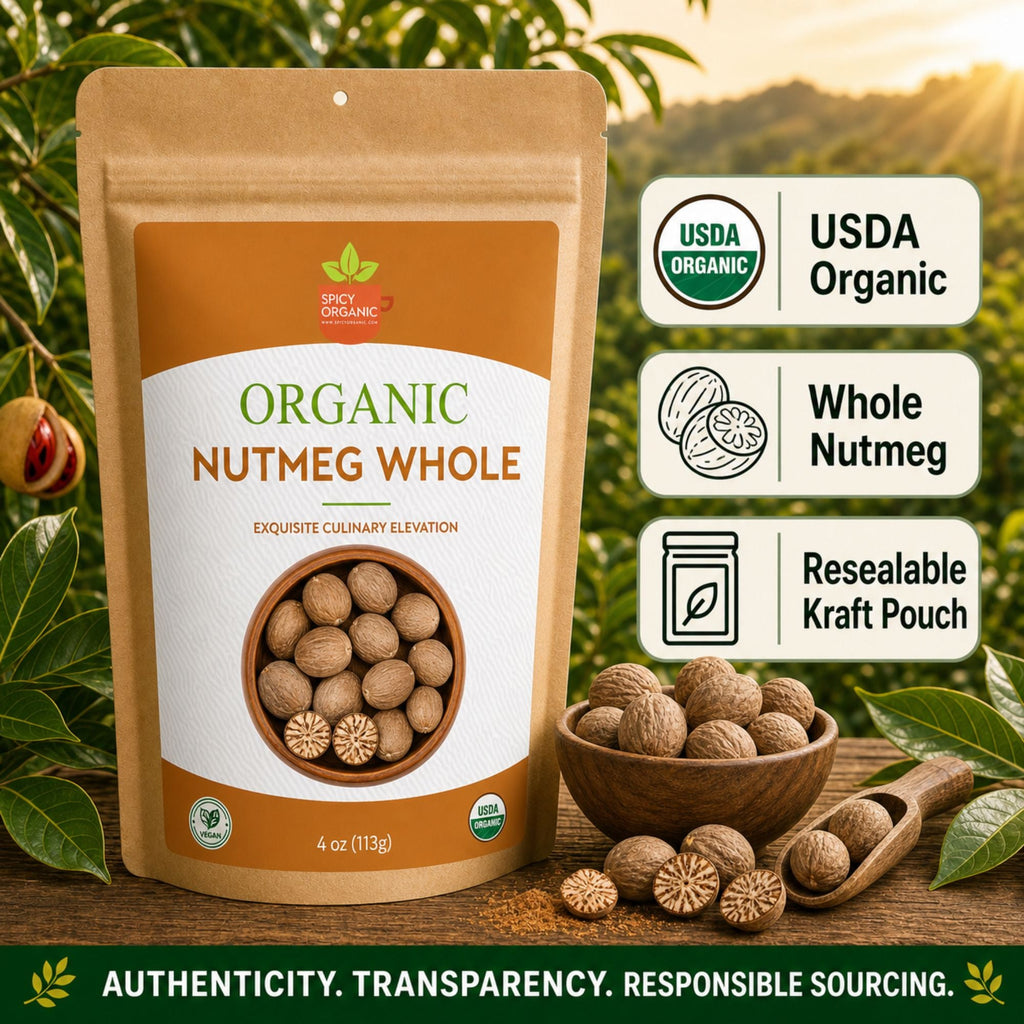 Organic Whole Nutmeg — USDA Certified | Baking, Béchamel & Spiced Beverages
