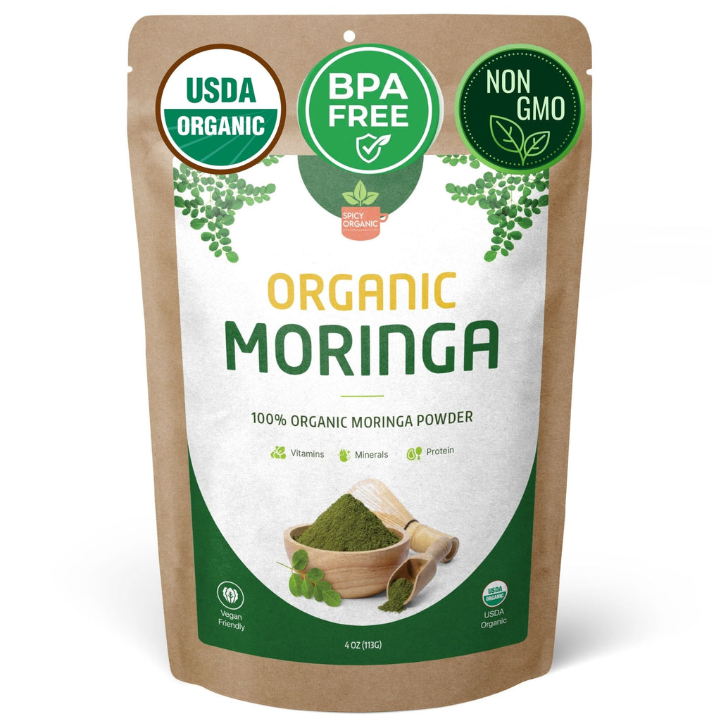Organic Moringa Powder — USDA Certified | Smoothies, Golden Milk & Superfood Blends from India