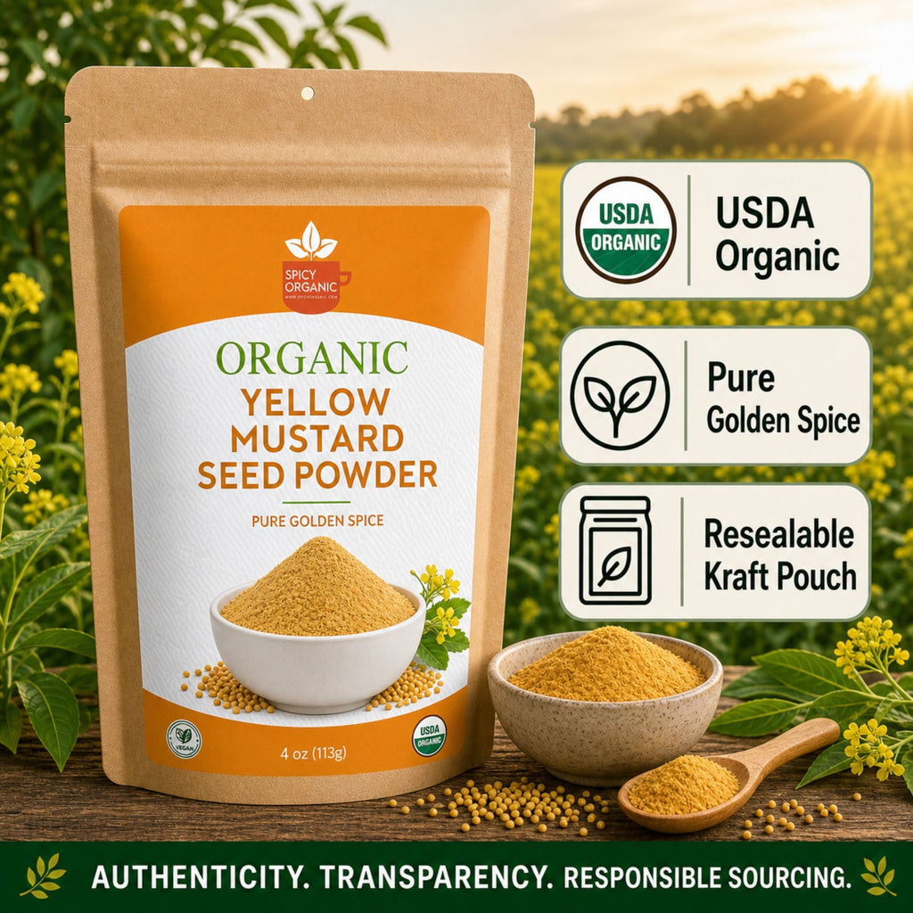 Organic Indian Yellow Mustard Seed Powder- Certified USDA Organic - Ground from Dried Organic Seeds