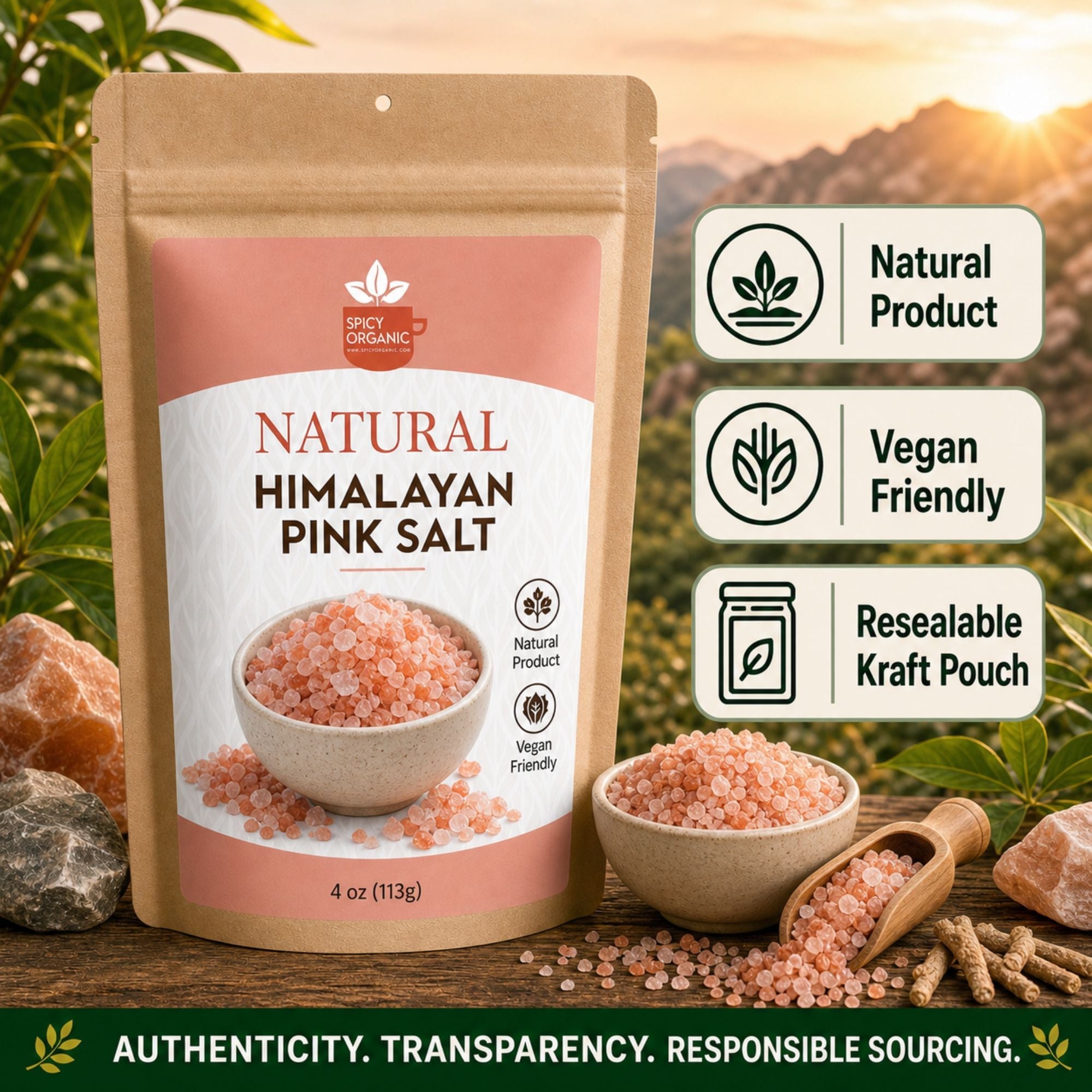 Natural Himalayan Pink Salt – Pure, Unrefined Coarse Salt for Cooking & Seasoning