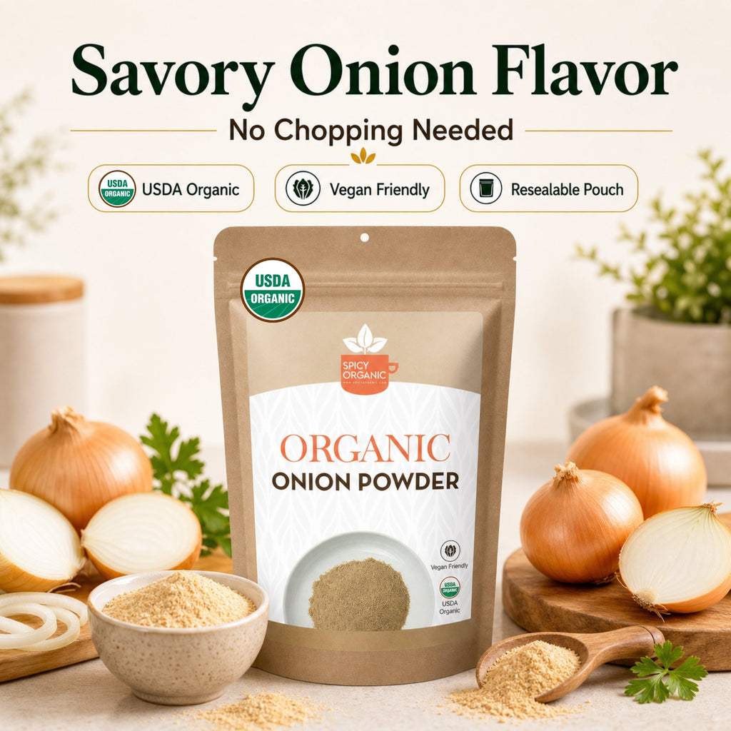 Organic Onion Powder — USDA Certified, Non-GMO | Soups, Spice Blends & Dry Rubs