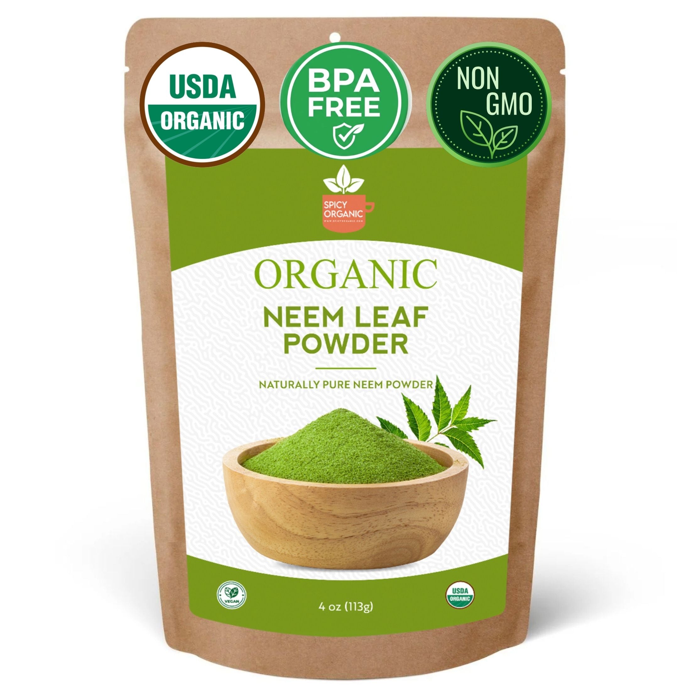 Organic Neem Powder – USDA Certified Neem Leaf Powder for Herbal Tea & DIY Skincare