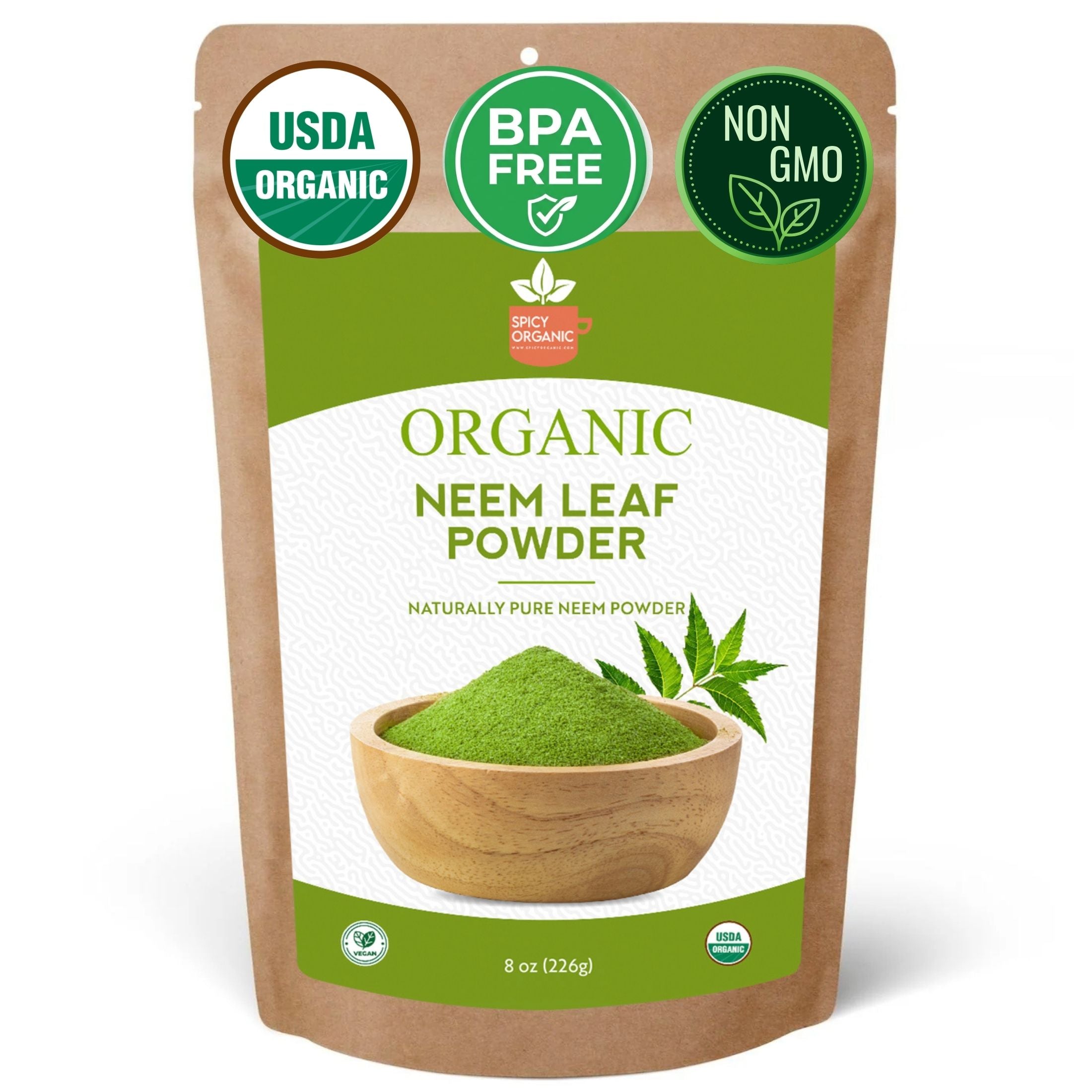 Organic Neem Powder – USDA Certified Neem Leaf Powder for Herbal Tea & DIY Skincare
