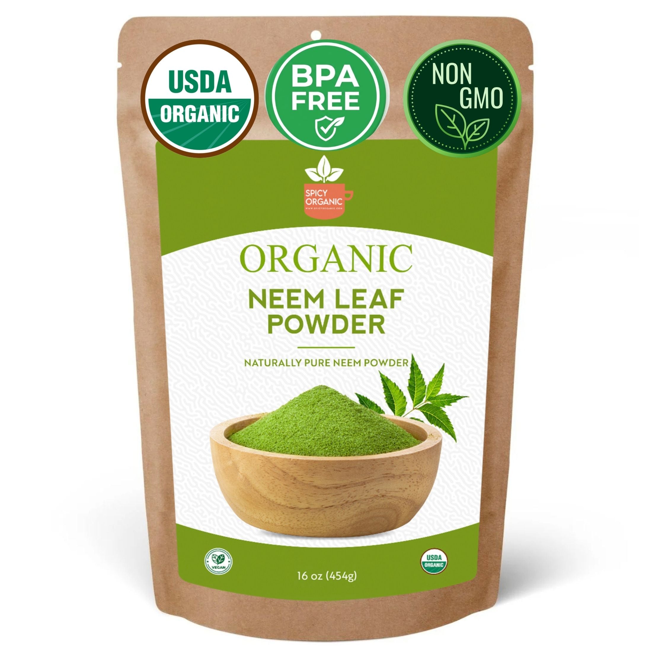 Organic Neem Powder – USDA Certified Neem Leaf Powder for Herbal Tea & DIY Skincare