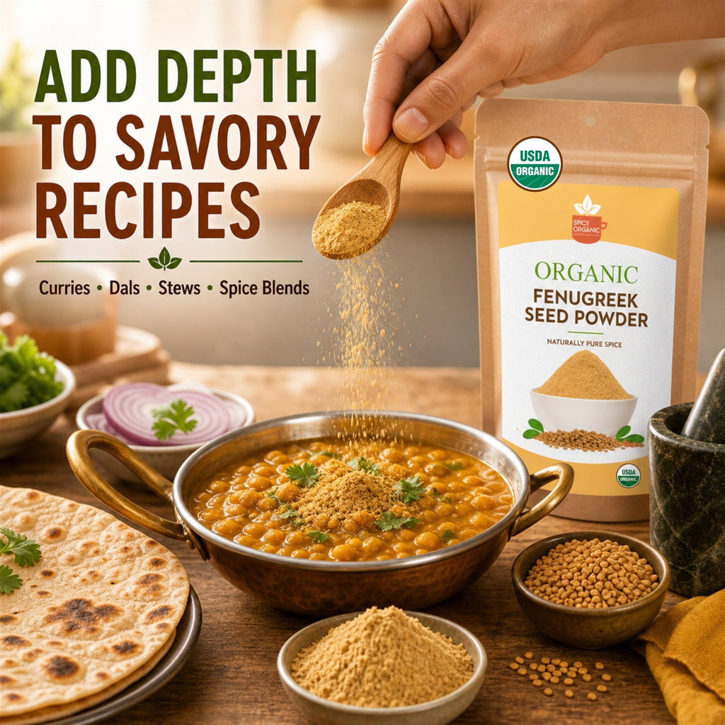 Organic Fenugreek Seed Powder – USDA Certified Ground Methi for Curries, Spice Blends & Tea
