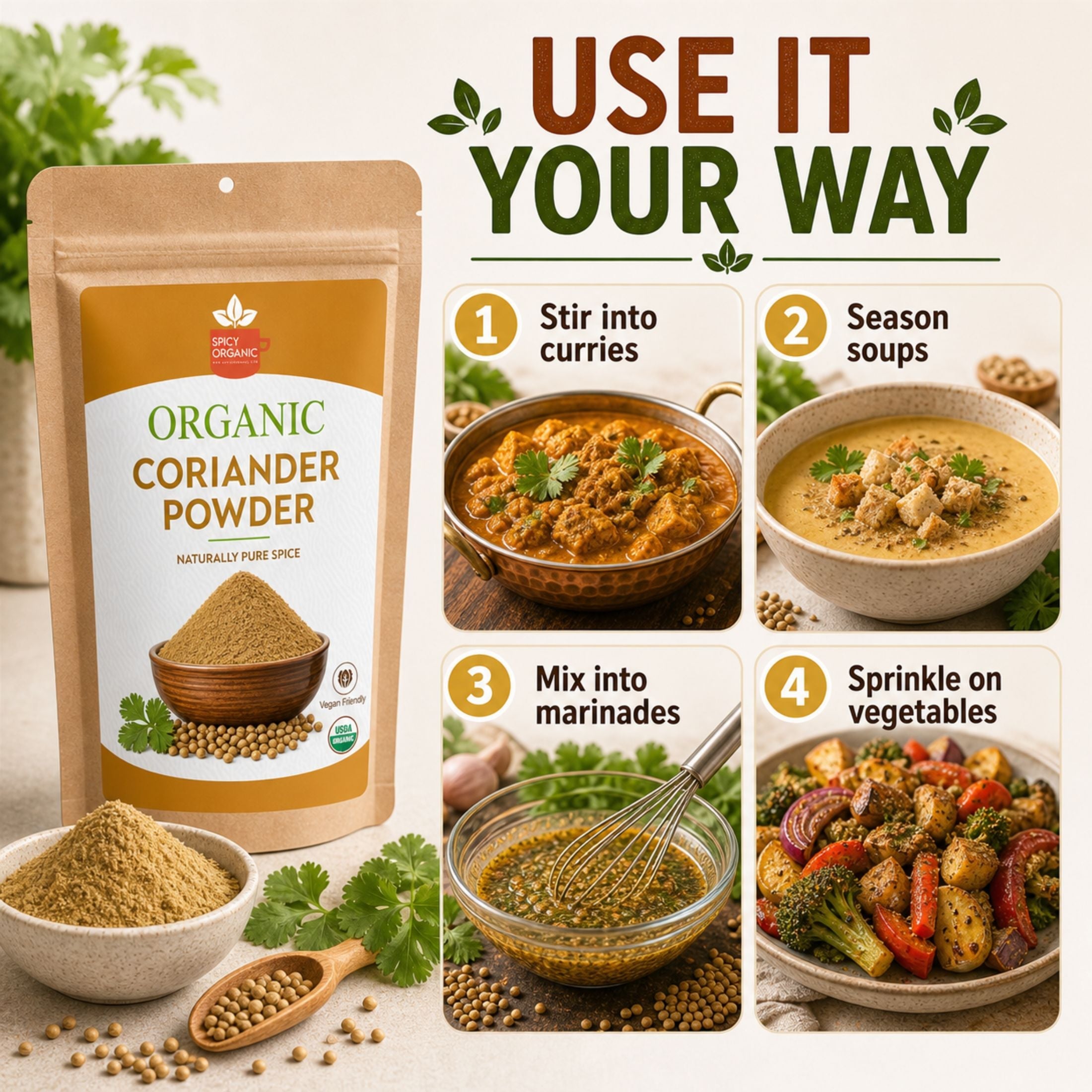 Organic Coriander Powder – USDA Certified Organic Ground Coriander Seeds