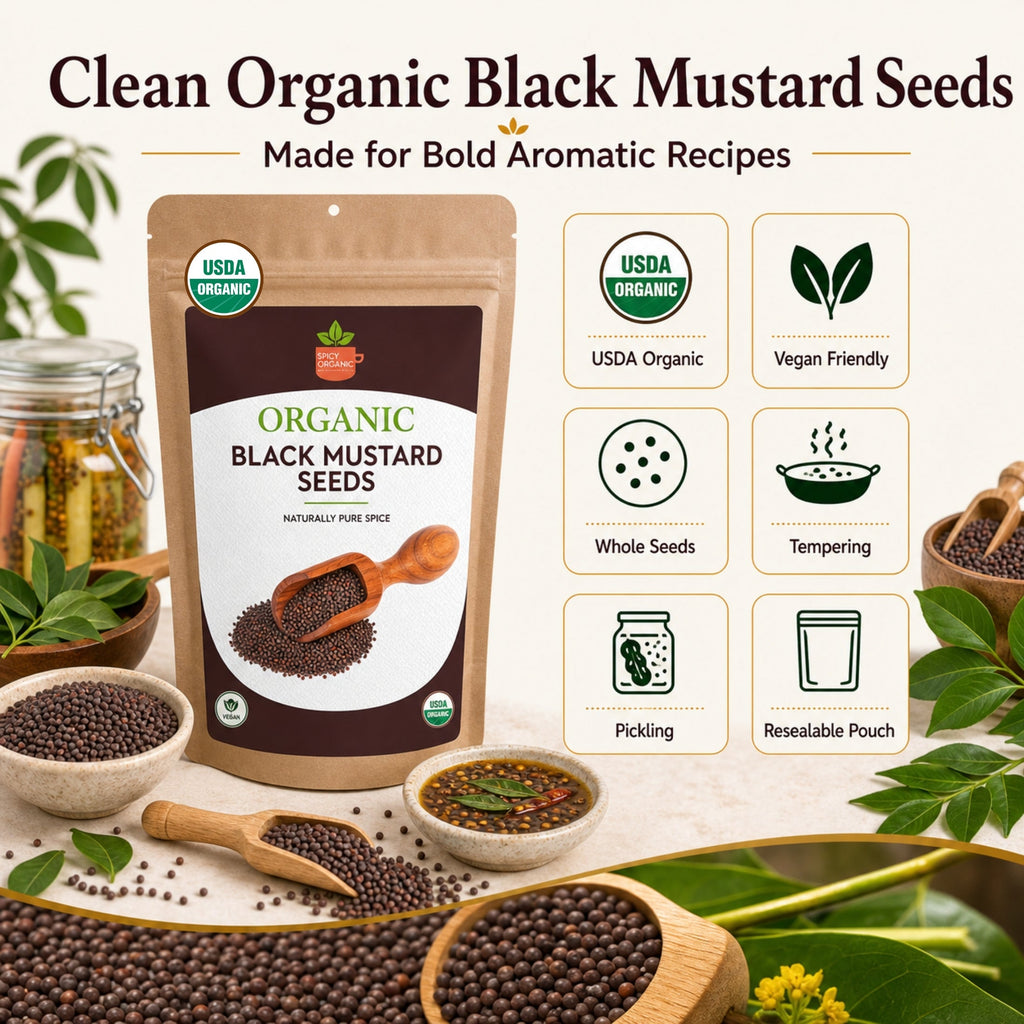 Organic Black Mustard Seeds – USDA Certified, Non-GMO, Kosher, for Pickling, Cooking & Spice Blends