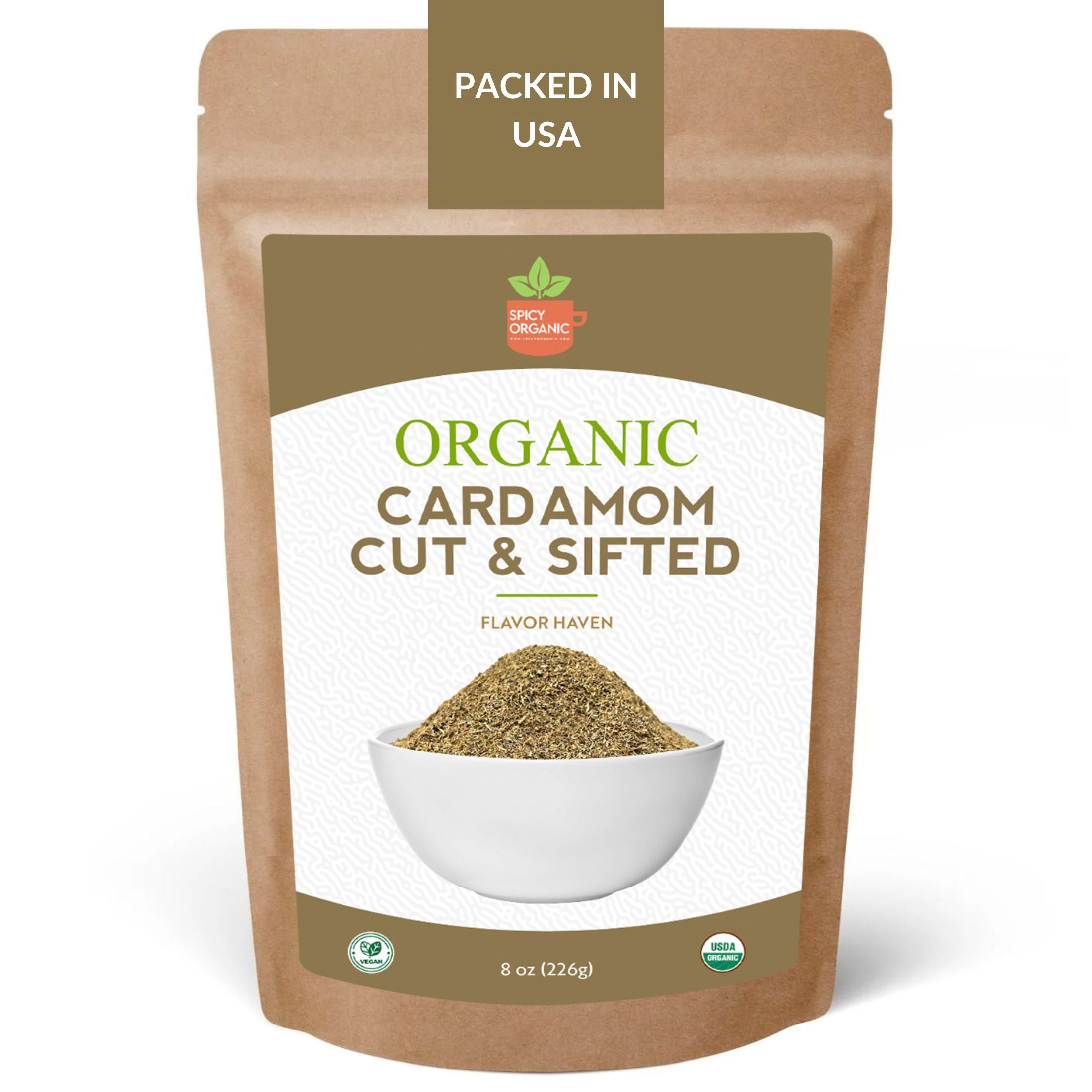 Organic Cardamom Cut and Sift — USDA Certified | Chai, Tea Blends & Herbal Infusions