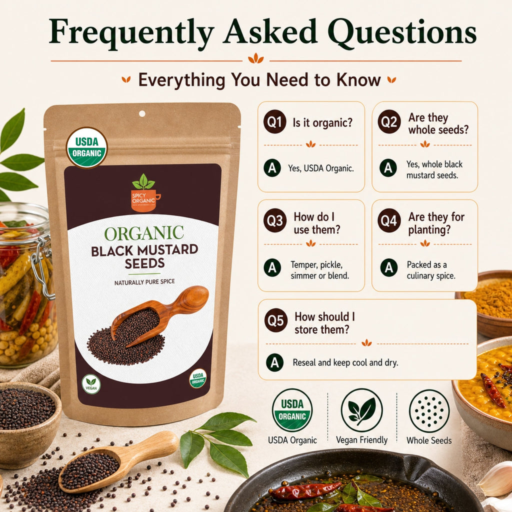 Organic Black Mustard Seeds – USDA Certified, Non-GMO, Kosher, for Pickling, Cooking & Spice Blends
