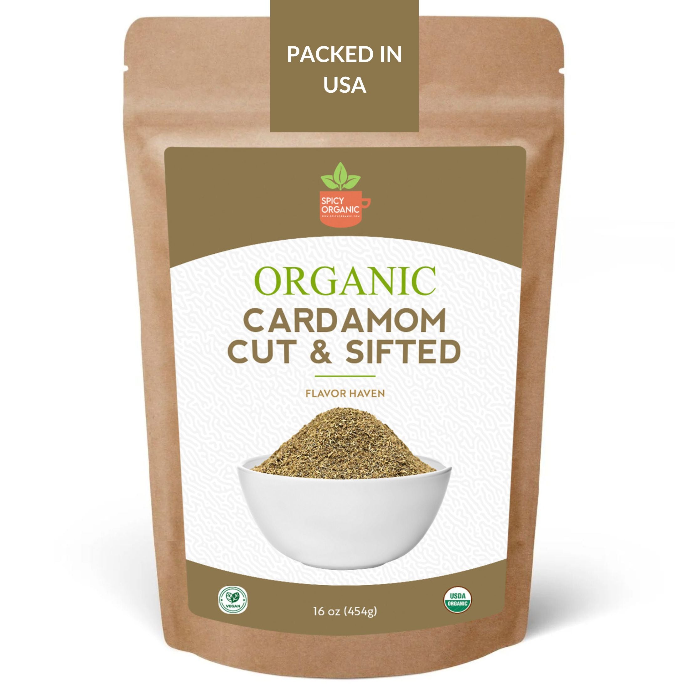 Organic Cardamom Cut and Sift — USDA Certified | Chai, Tea Blends & Herbal Infusions