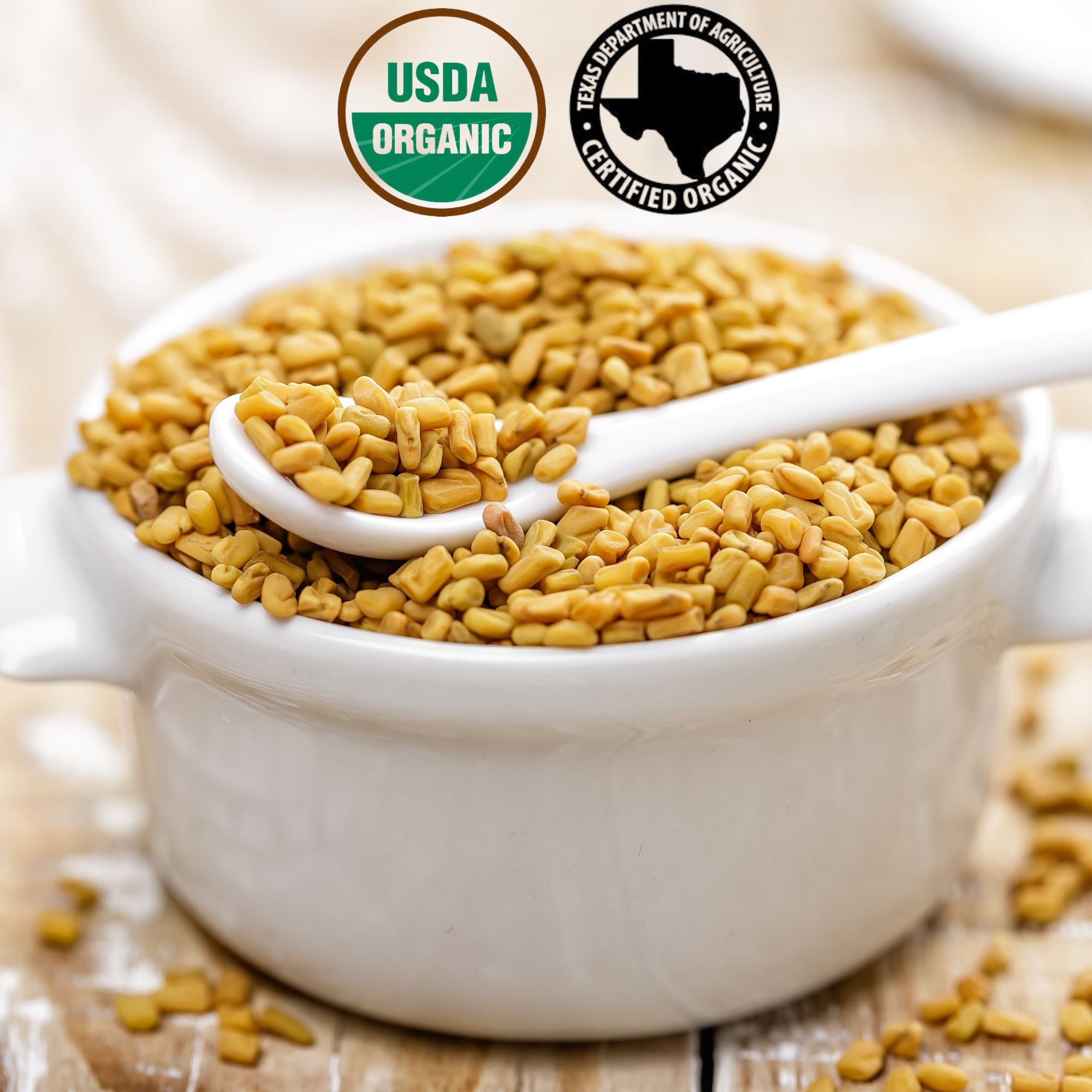 Organic Fenugreek Seeds (Whole Methi) – For Tempering, Pickling & Sprouting | USDA Certified Organic
