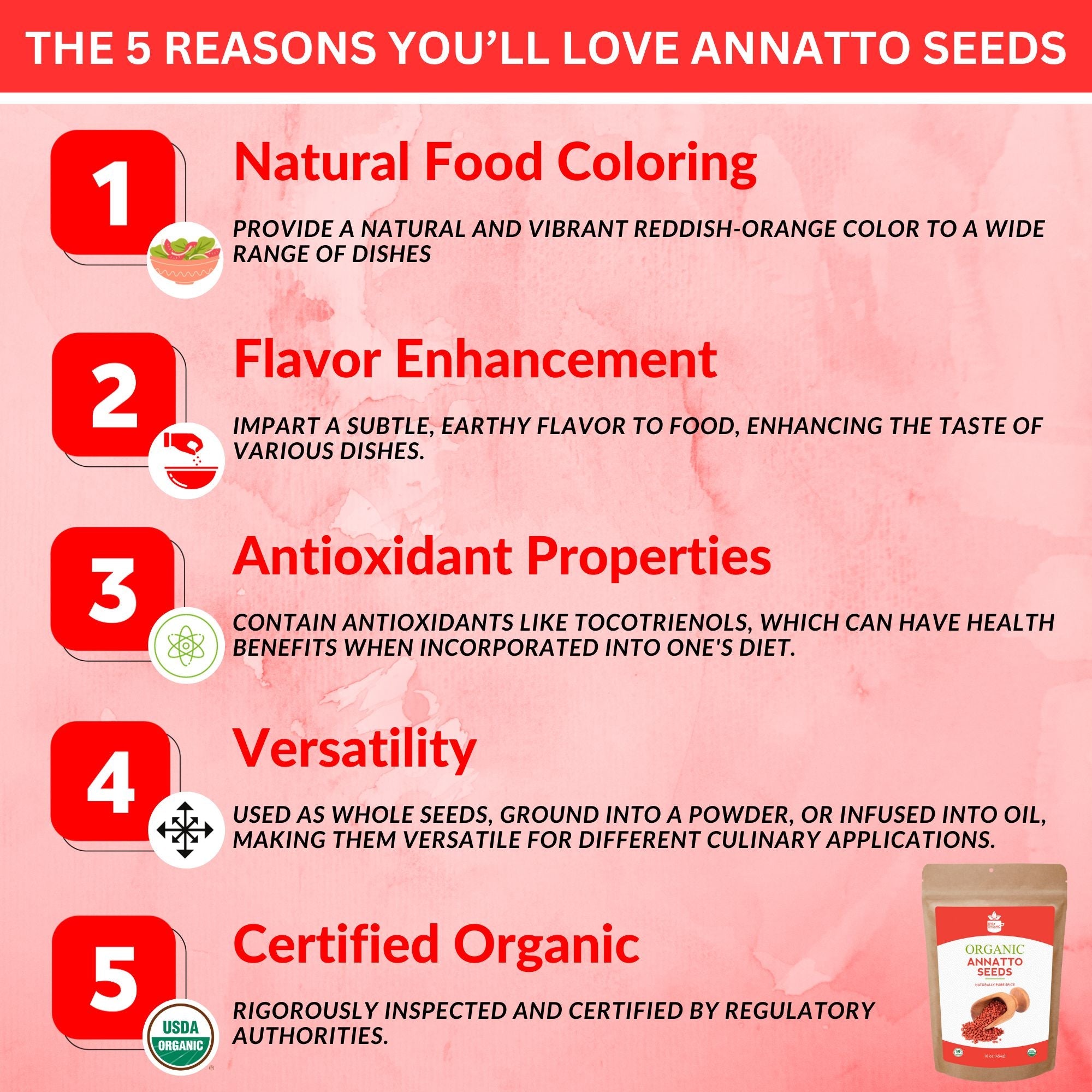 Organic Annatto Seeds — USDA Certified | Achiote Paste, Rice & Recado Rojo