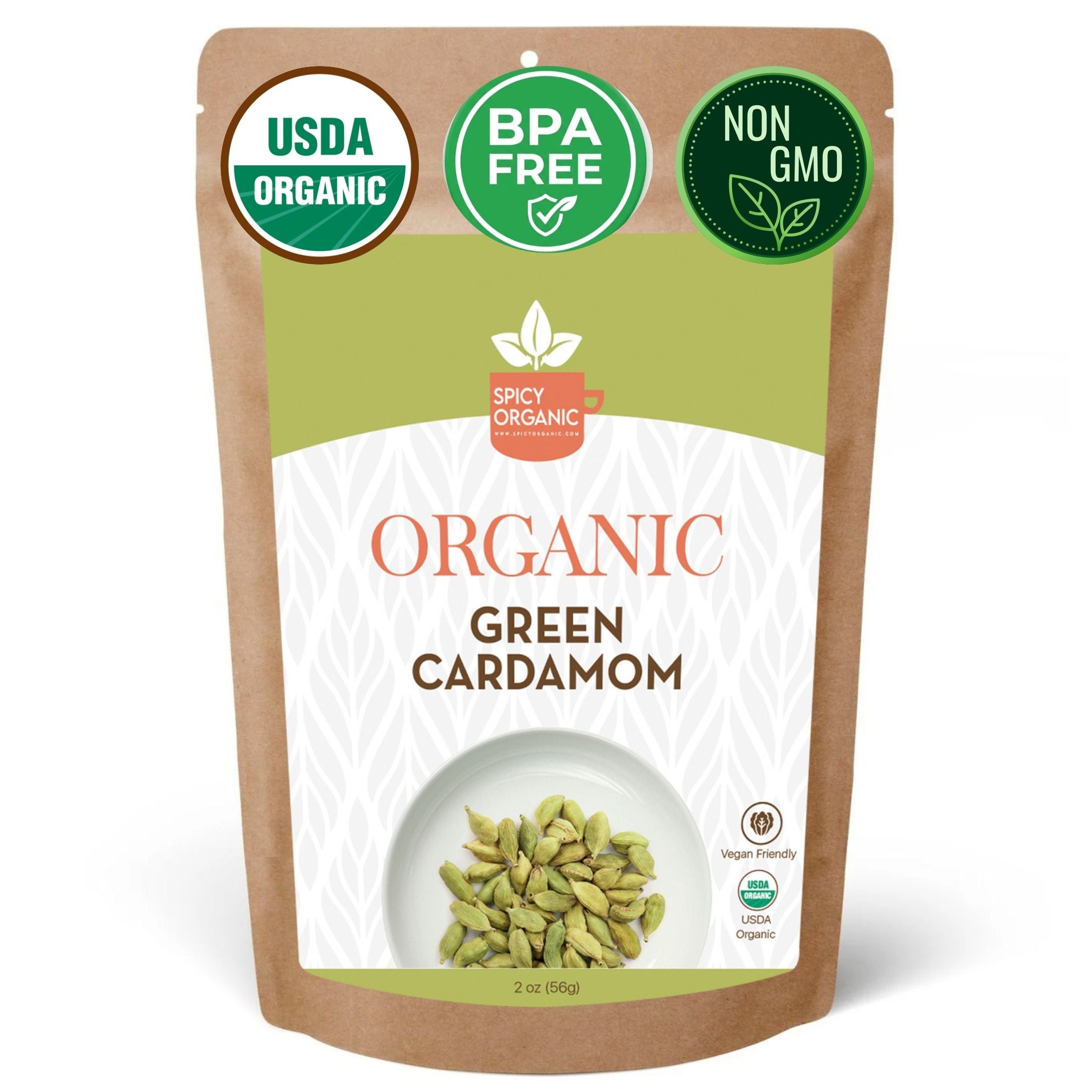 Organic Cardamom Pods — USDA Certified, Non-GMO | Jumbo Green Pods, Chai & Biryani