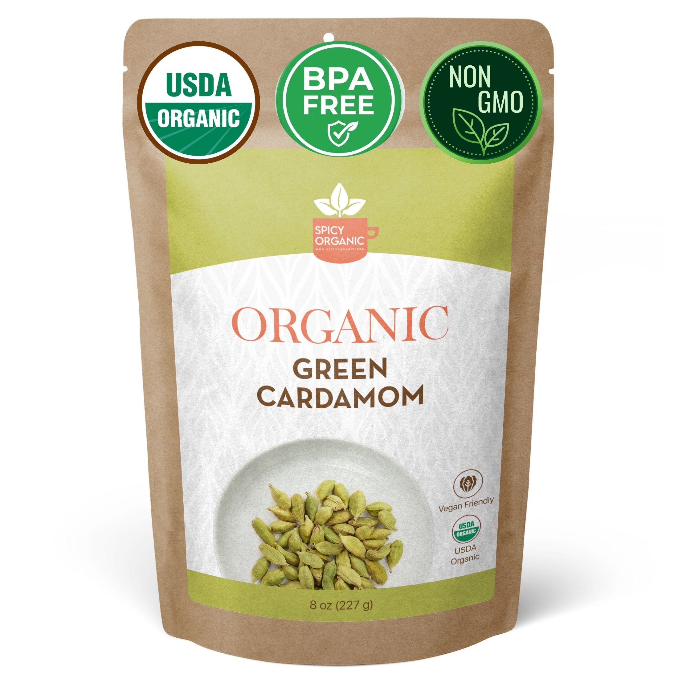 Organic Cardamom Pods — USDA Certified, Non-GMO | Jumbo Green Pods, Chai & Biryani