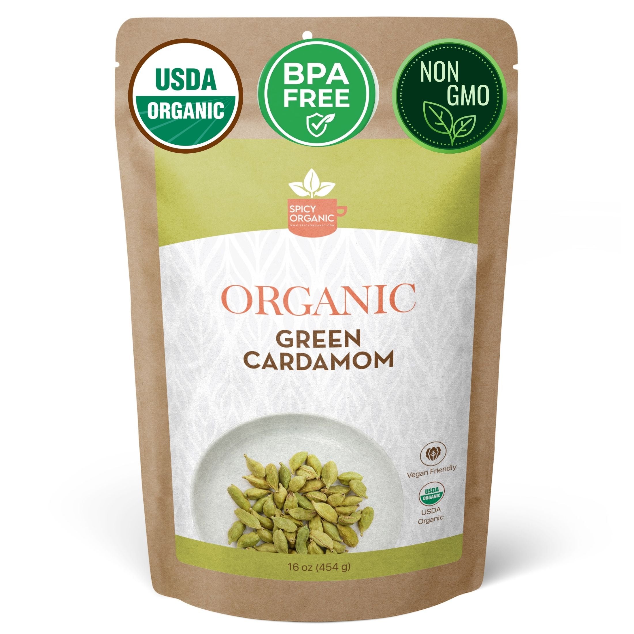 Organic Cardamom Pods — USDA Certified, Non-GMO | Jumbo Green Pods, Chai & Biryani