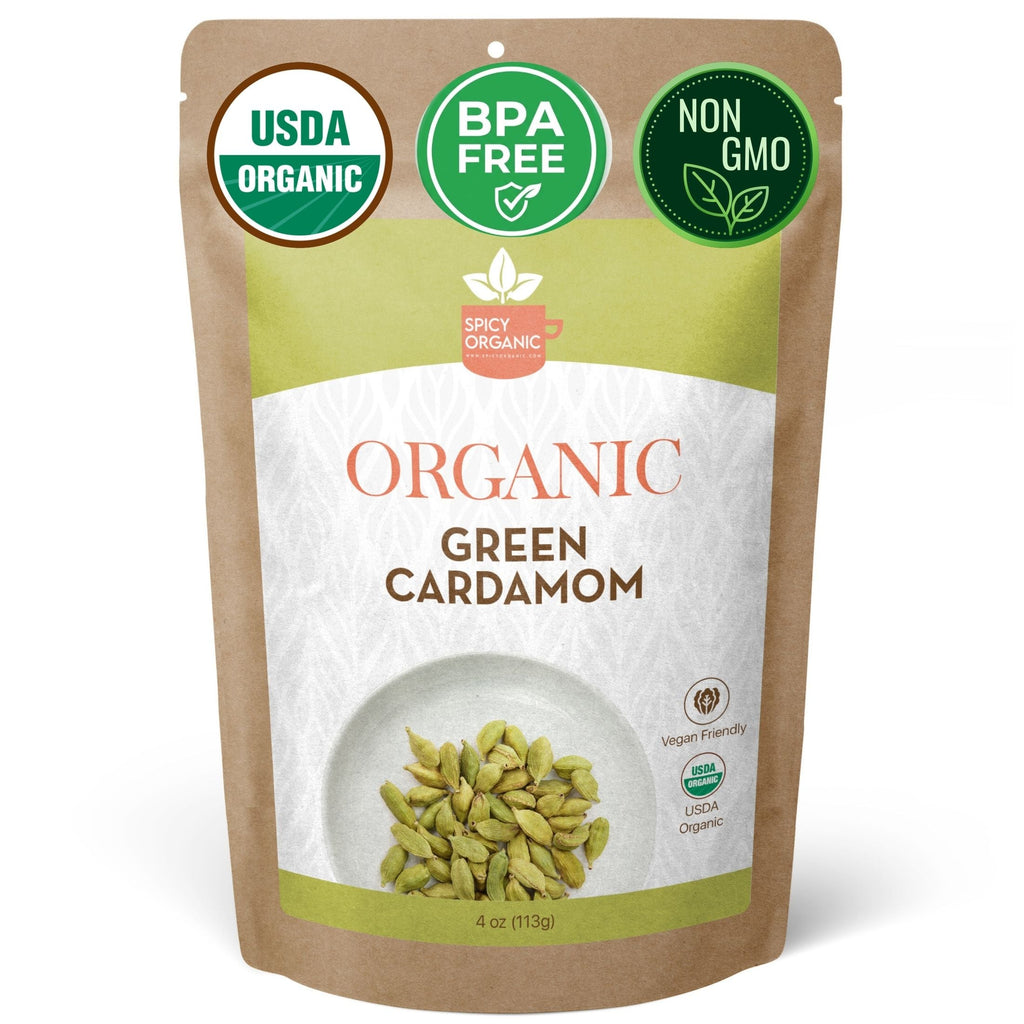 Organic Cardamom Pods — USDA Certified, Non-GMO | Jumbo Green Pods, Chai & Biryani
